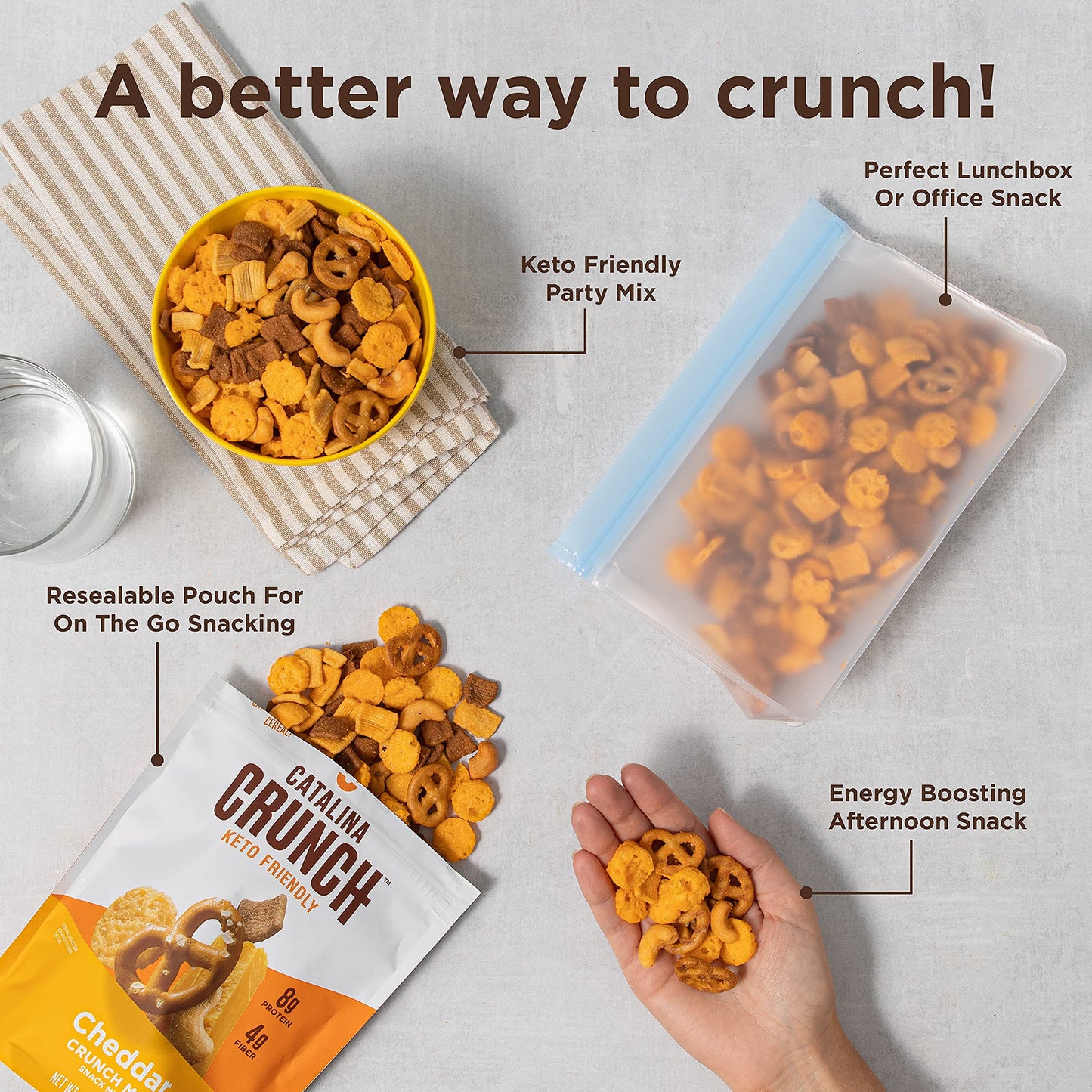 Catalina Crunch Mix Cheddar Keto Snack Mix | Keto Friendly, Low Carb, Protein Snacks, 6Oz (Pack Of 3)