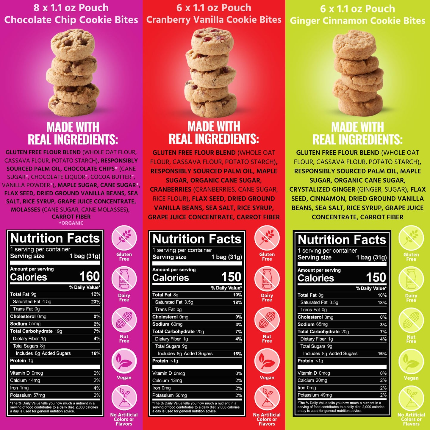 Every Body Eat Crunchy Cookie Bites, Gluten & Dairy Free, Vegan, School Safe Lunch Snacks, Single Serve (Pack Of 20) (Variety Pa