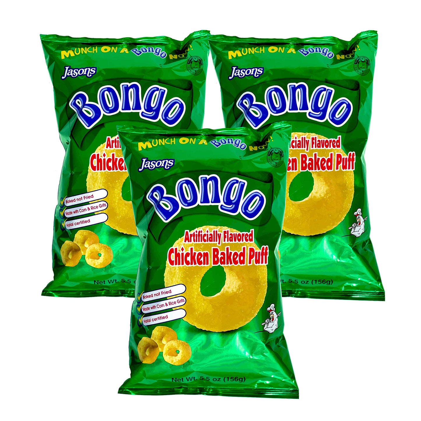 Jasons, Bongo Chicken Flavoured Snack (Pack of 3), Imported from Fiji, 5.50 oz (each) Y