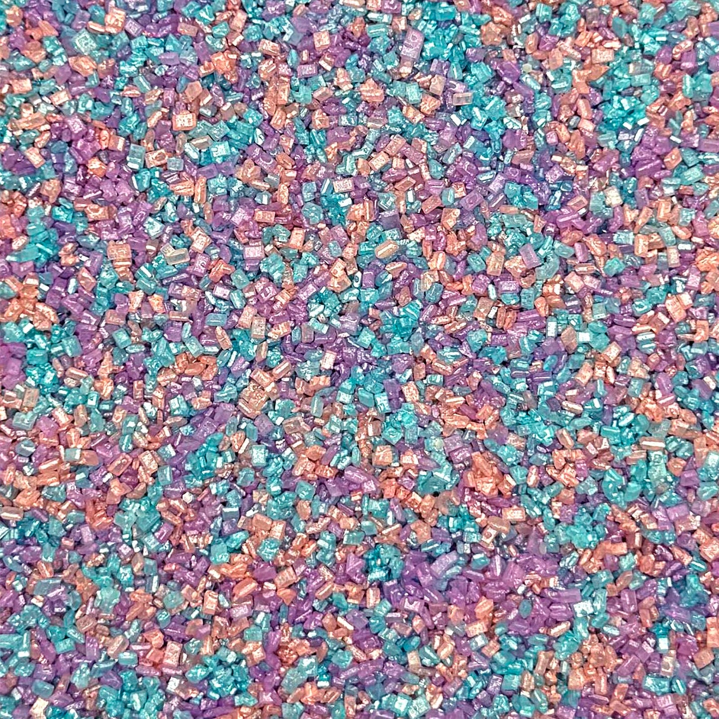 Fancy Sprinkles Opal Rain Fancy Sugar Pearlescent Peach, Lavender, and Pale Blue Sugar Crystals Flecked Silver Mini Edible Glitt