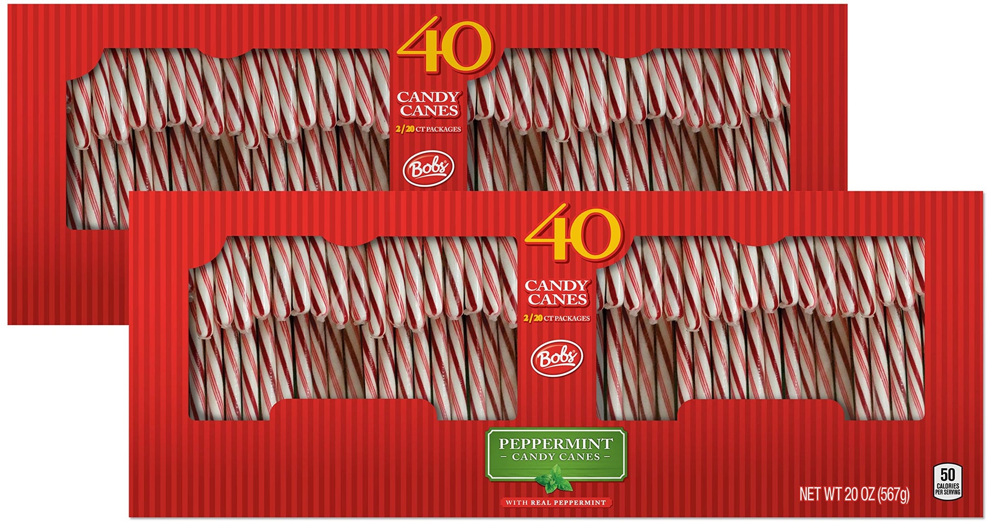 Brach'S Bobs Red And White Candy Canes Peppermint, 40 Count (Pack Of 2)