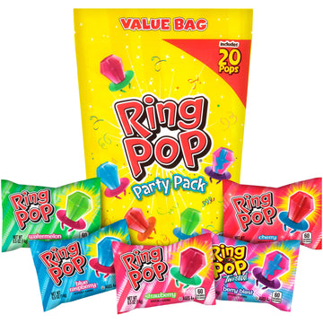 Ring Pop Individually Wrapped Bulk Lollipop- Variety Party Pack, 20 Lollipops Per Bag (Case Of 12 Bags)