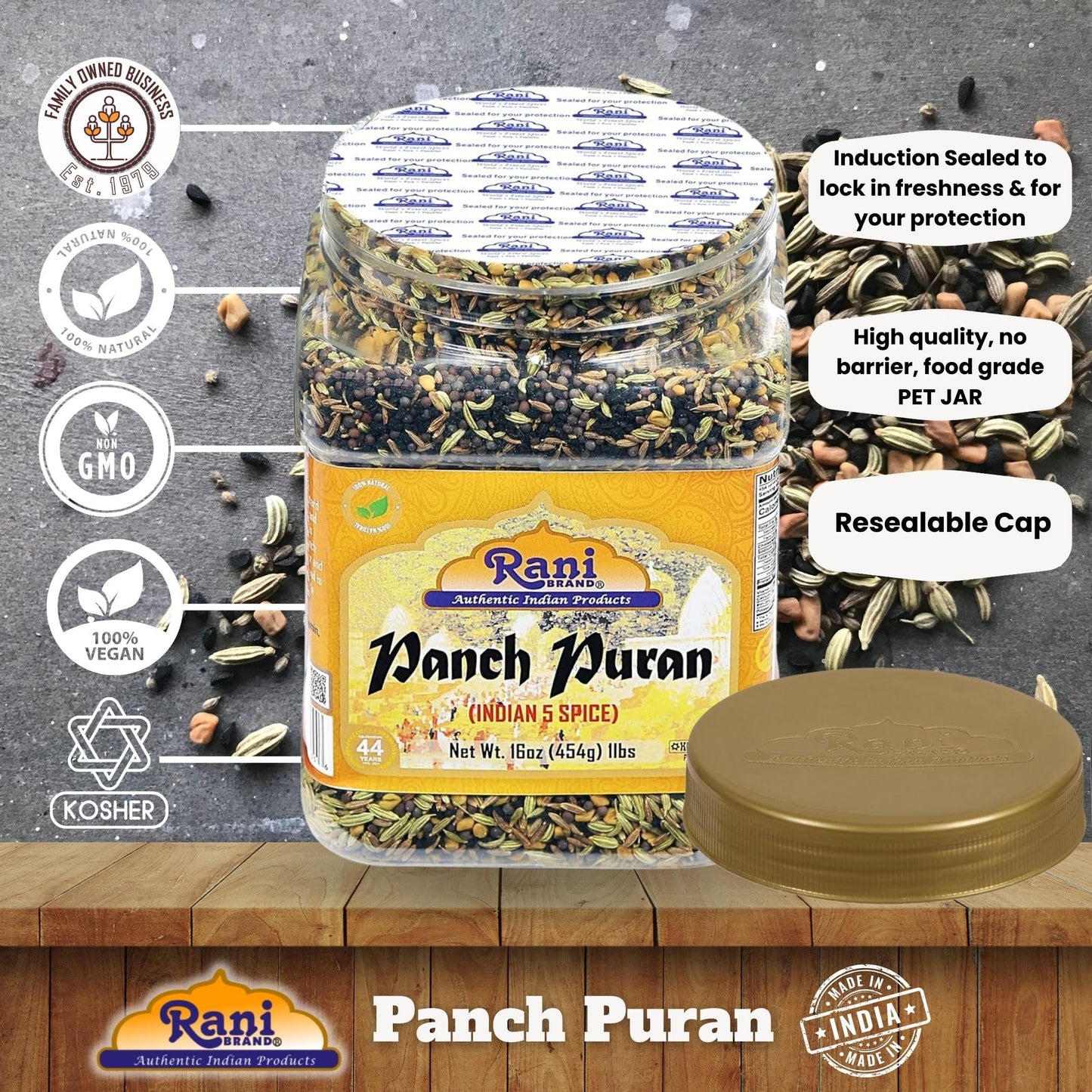 Rani Panch Puran 5 Spice Blend, 16oz, All Natural, Vegan, Gluten Friendly, Non-GMO, Kosher, Indian Origin