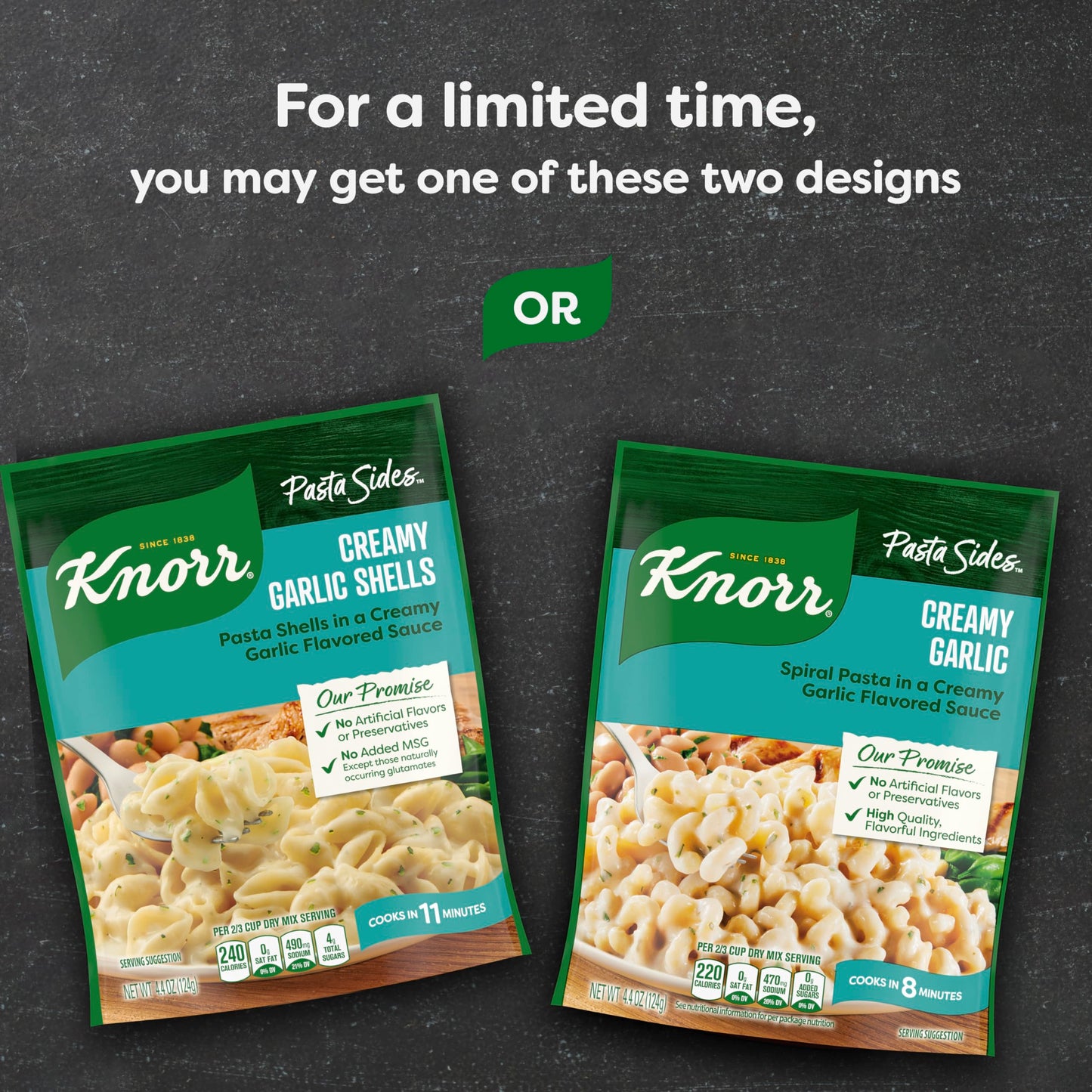 Knorr Pasta Sides Creamy Garlic - Quick Side Dish, 4.4 oz, No Artificial Flavors, No Preservatives