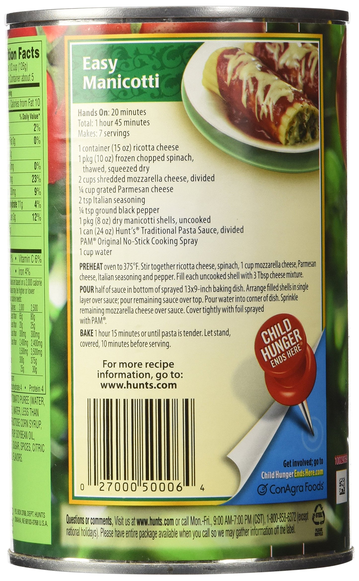 Hunt'S, Premium Pasta Sauce, Traditional, 24Oz Can (Pack Of 6)