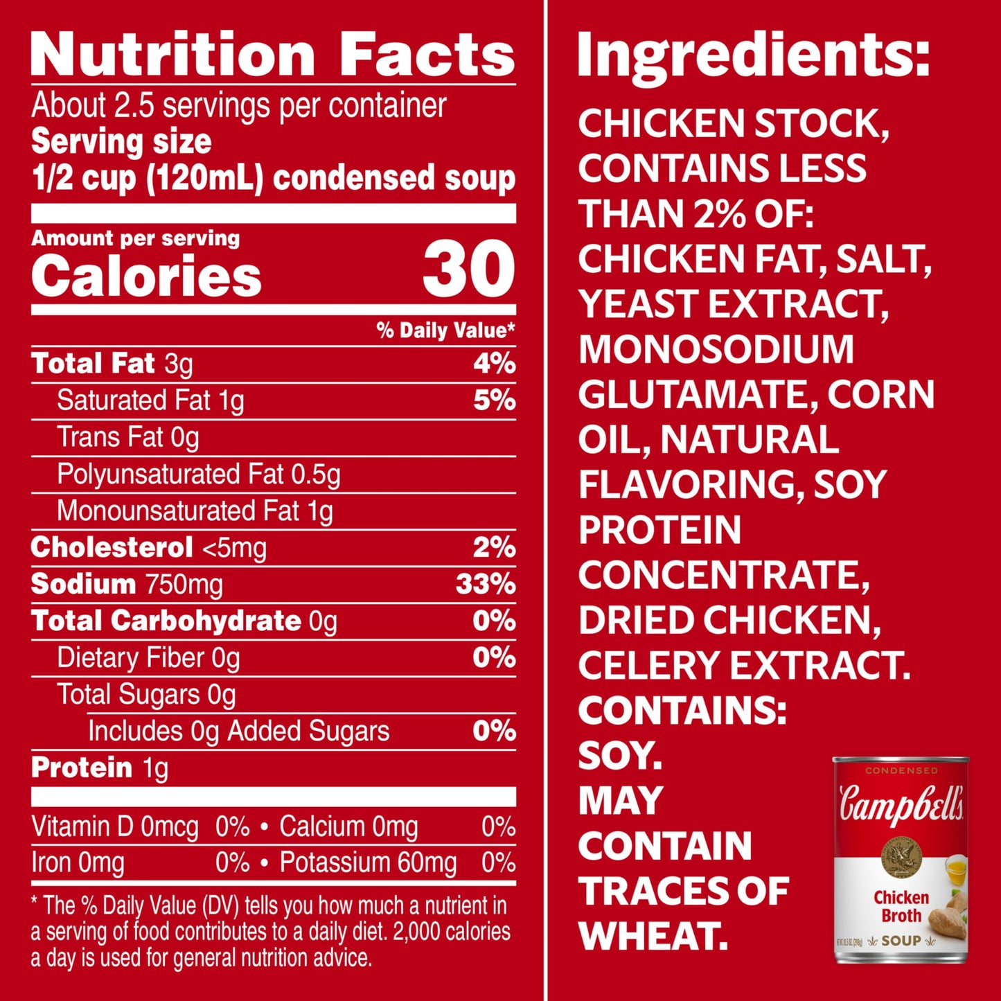 Campbells Condensed Chicken Broth, 10.5 Ounce Can, Pack of 12