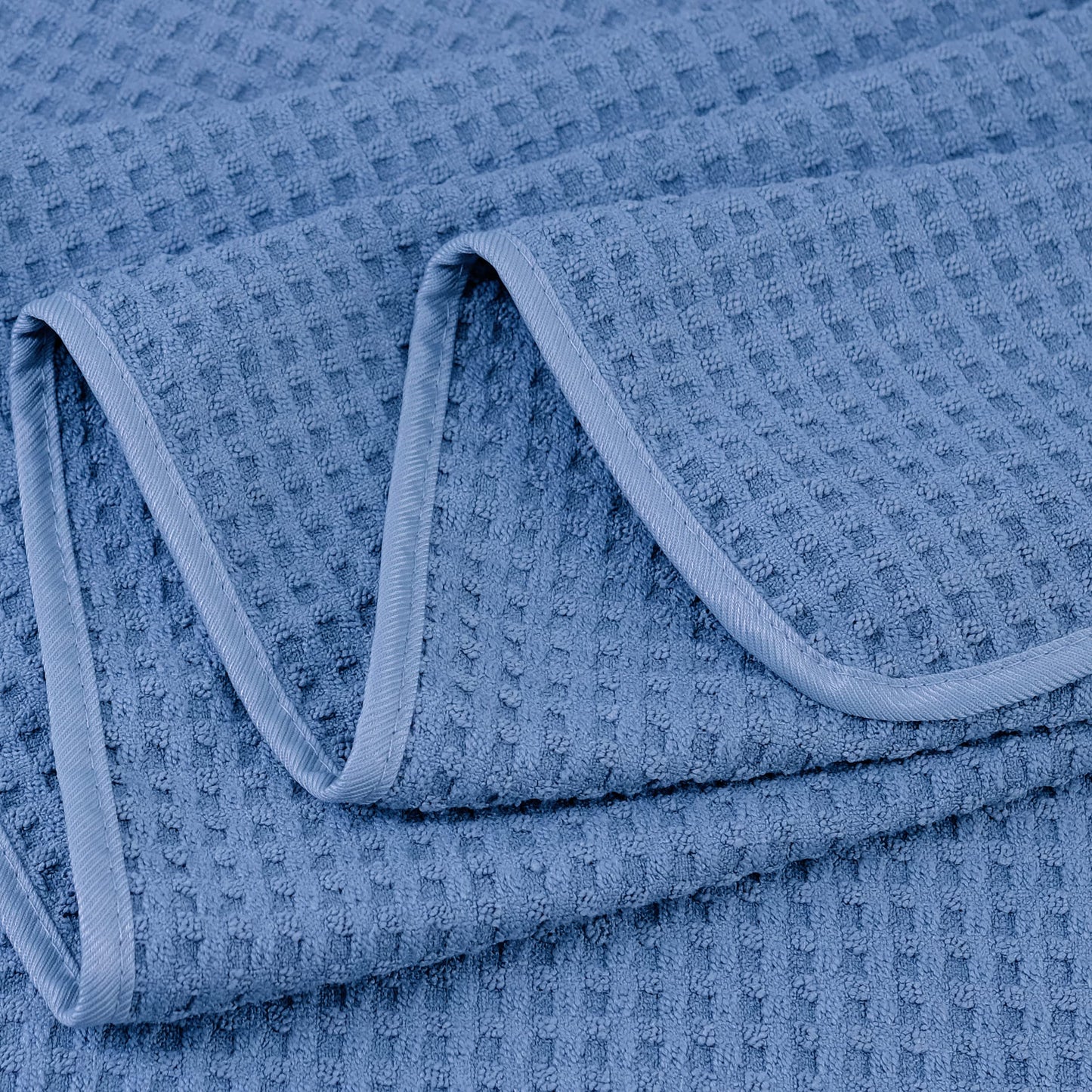 Polyte Microfiber Oversize Quick Dry Lint Free Bath Towel, 60 X 30 In, Set Of 2 (Blue, Waffle Weave)