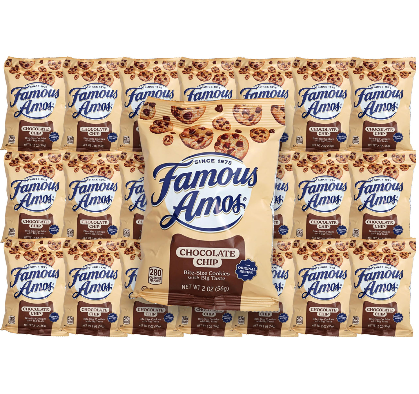 Famous Amos 2Oz Bags, 21 Pack, Chocolate Chip Cookies Individual Bags Of Famous Amos