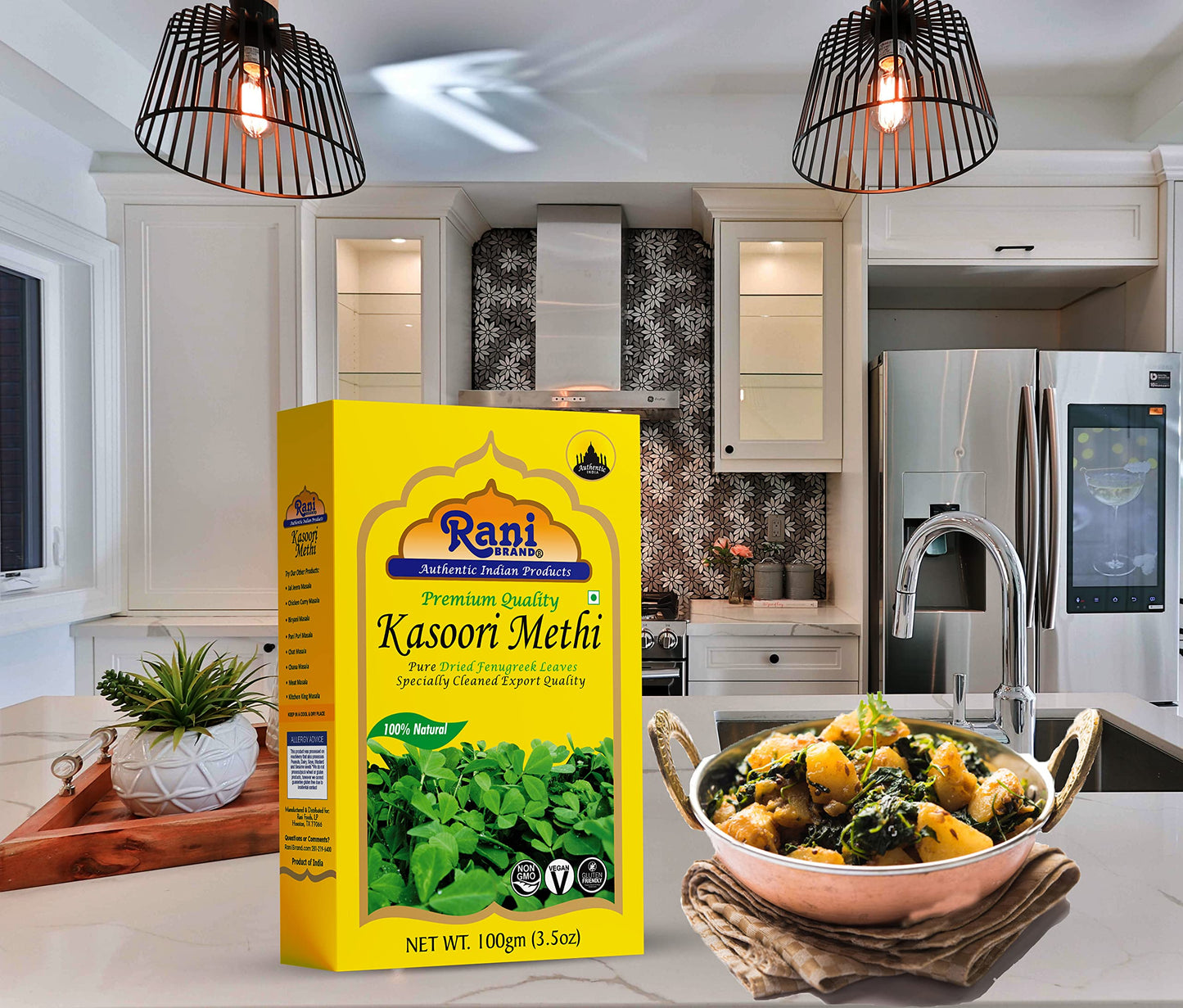 Rani Fenugreek Leaves Dried (Kasoori Methi) 35Oz (100G) All Natural Vegan Gluten Friendly Non-Gmo Indian Origin