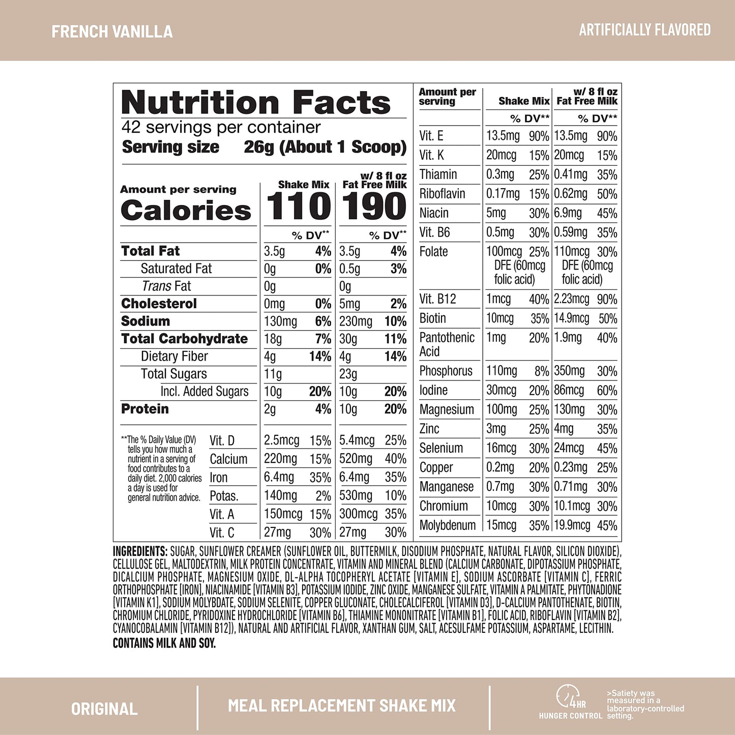 SlimFast Original Meal Replacement Powder, French Vanilla, 10g Protein, 12.83 oz (Pack of 3), Model 4215504