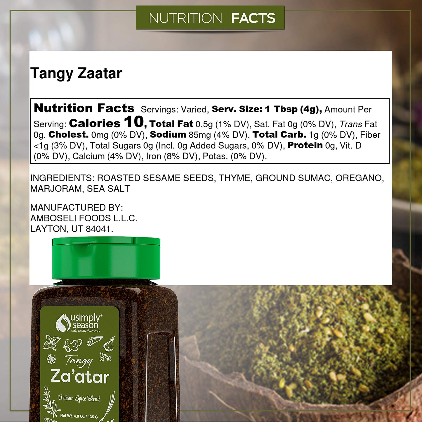Usimplyseason Zaatar Spice (Tangy Seasoning, 4.8 Ounce)