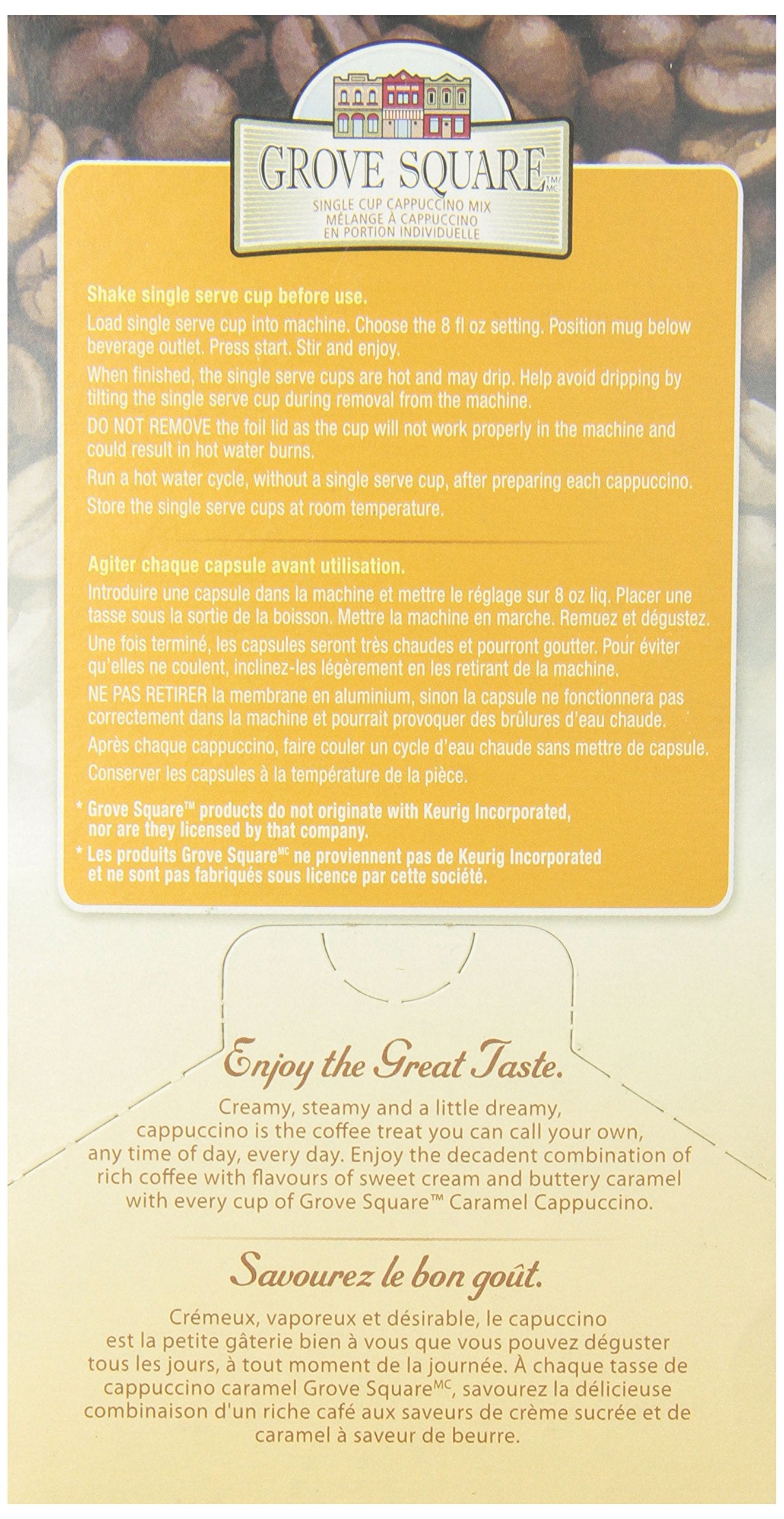 Grove Square Cappuccino, Caramel, 24 Single Serve Cups By Grove Square Cappuccino