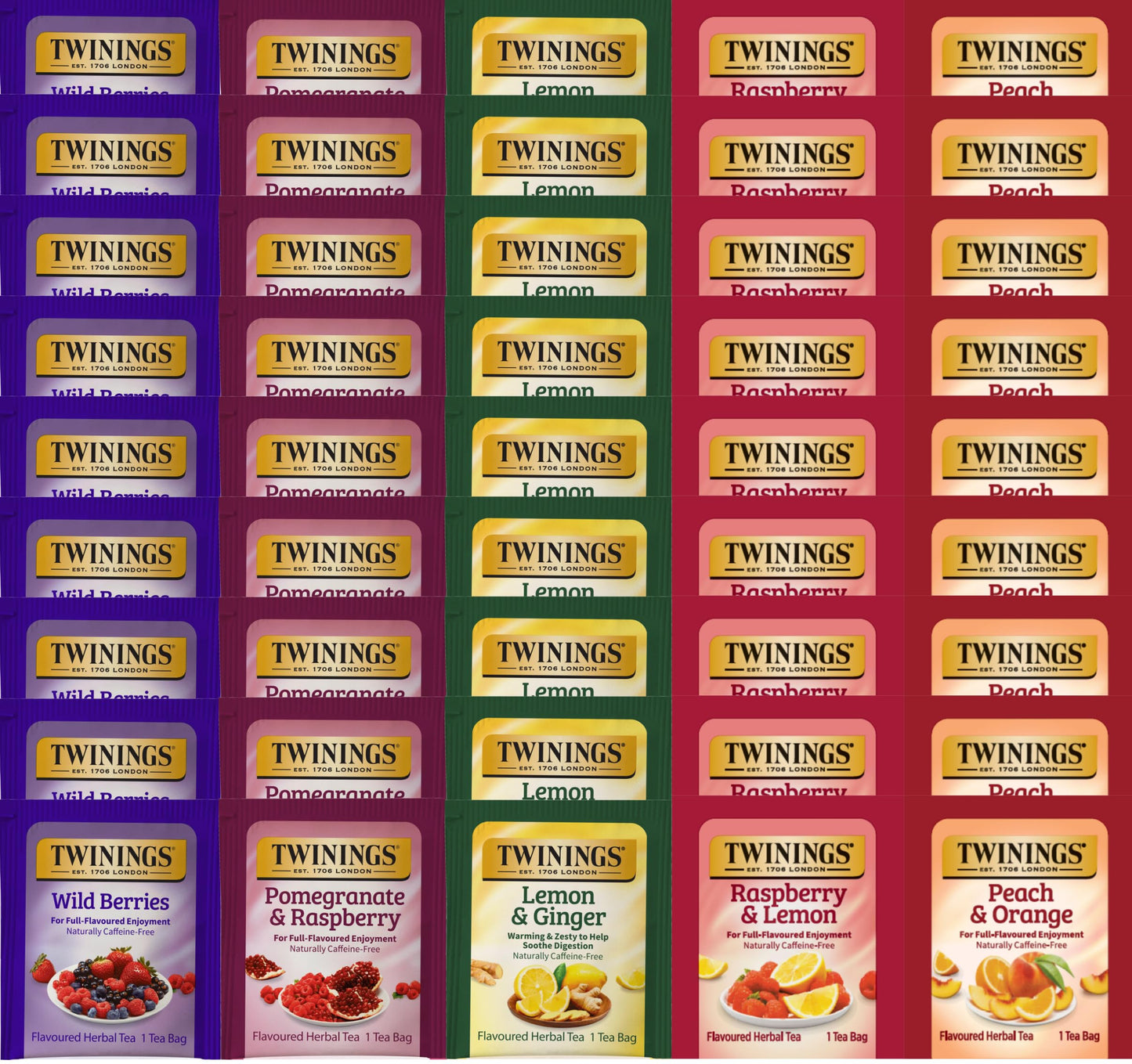 Twinings Fruity Herbal Tea Bag Sampler, Caffeine-Free, 45 Count, Gourmet Gift Set