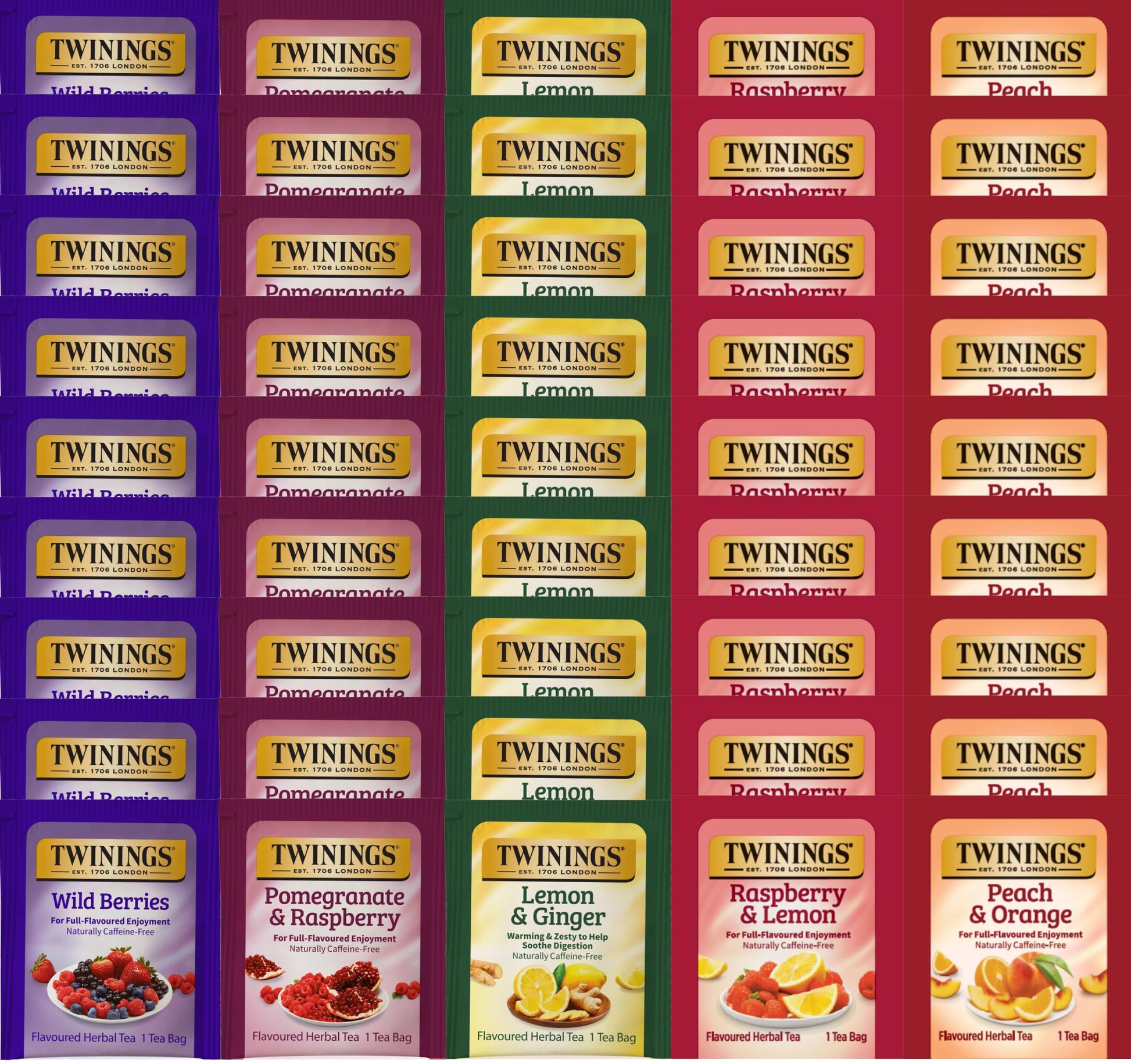 Twinings Fruity Herbal Tea Bag Sampler, Caffeine-Free, 45 Count, Gourmet Gift Set