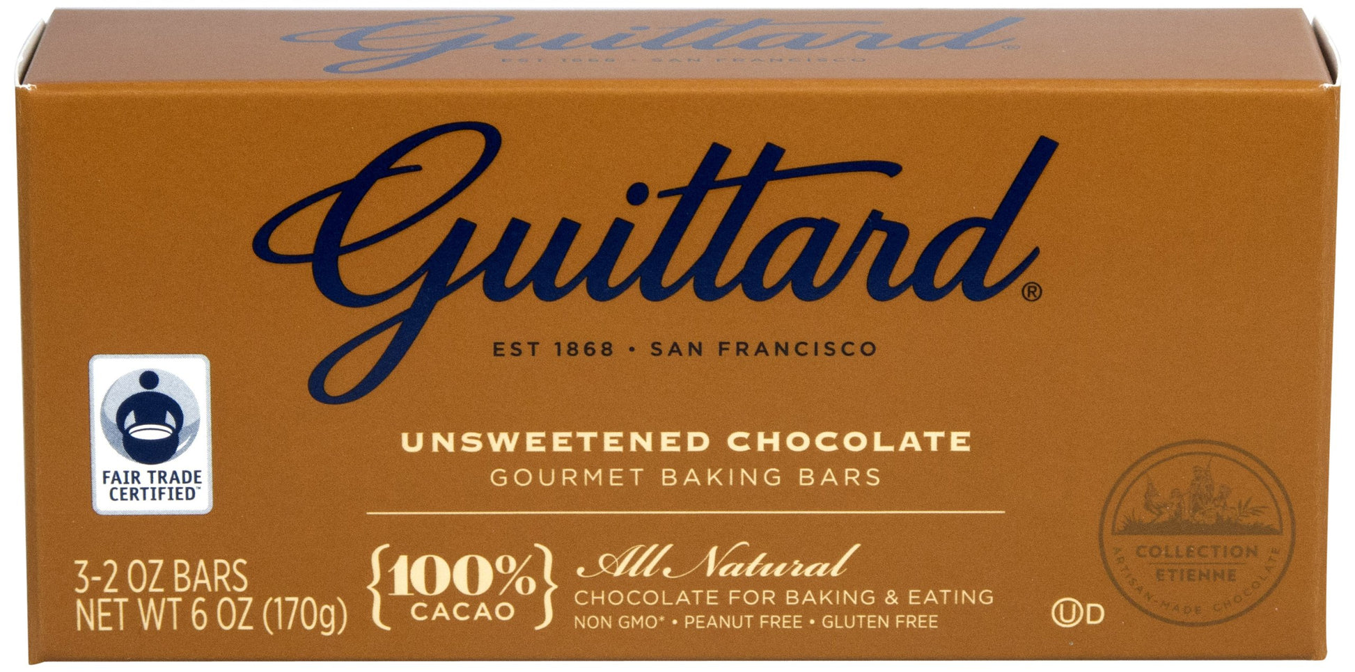 Guittard Unsweetened Chocolate Baking Bars, 6 Ounce, Pack of 12