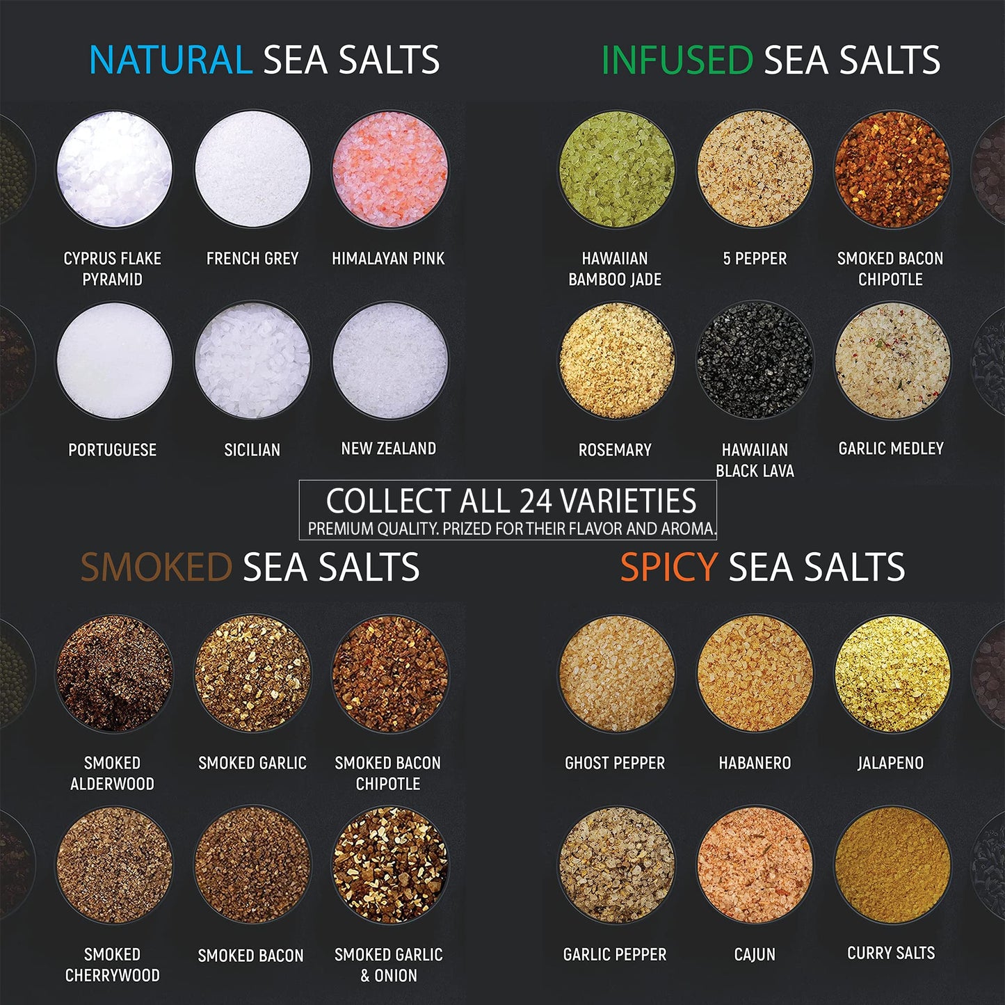 Caravel Gourmet Sea Salt Gift Set - 12 Flavors, 16 Piece Set, Reusable Tins - Perfect for Gifting