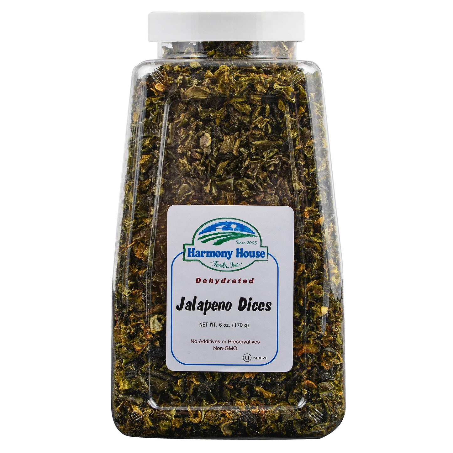 Harmony House Dried Jalapeno Peppers - Dehydrated Peppers For Cooking, Camping, Emergency Supply And More, 6 Oz, Quart Jar