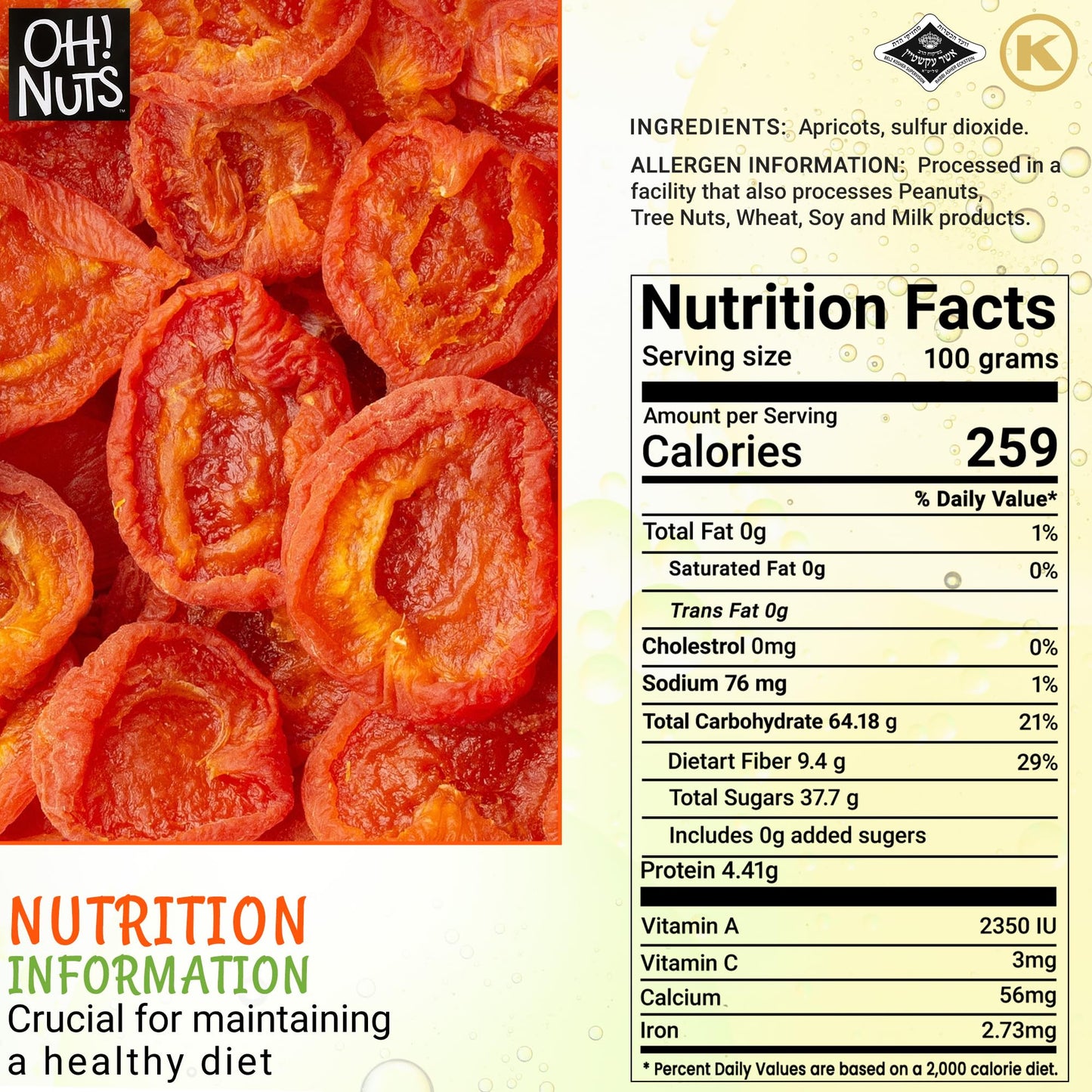 Apricots California | 1 lb - Dried Fruit | Less Sugar Added | Dehydrated Fruit Bites | Packed In New York Zip-Seal Bag For Excep