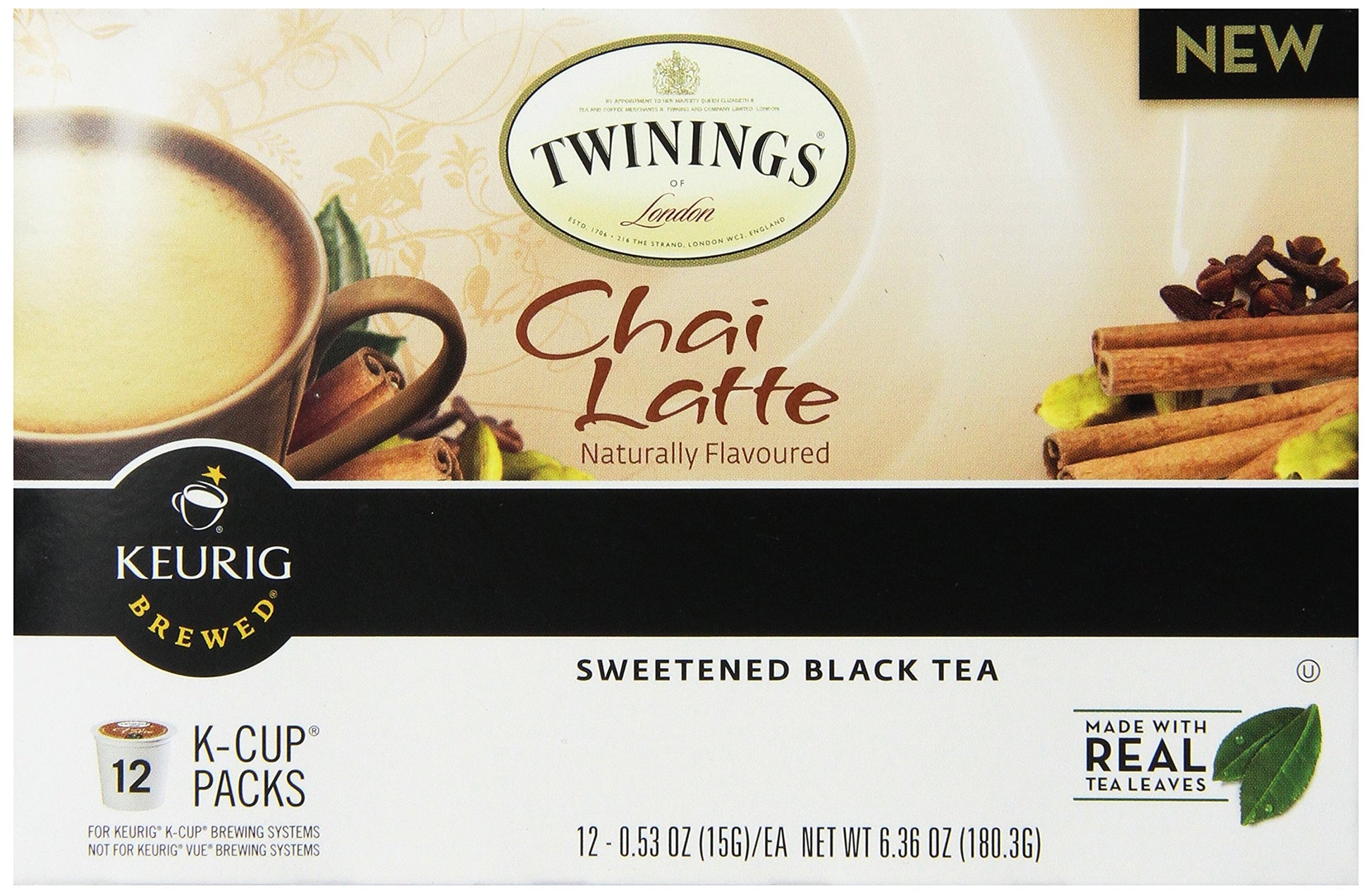 Twinings Chai Latte Black Tea K-Cup Pods For Keurig, Creamy, Slightly Sweet Tea, Caffeinated, 12 Count (Pack Of 1)