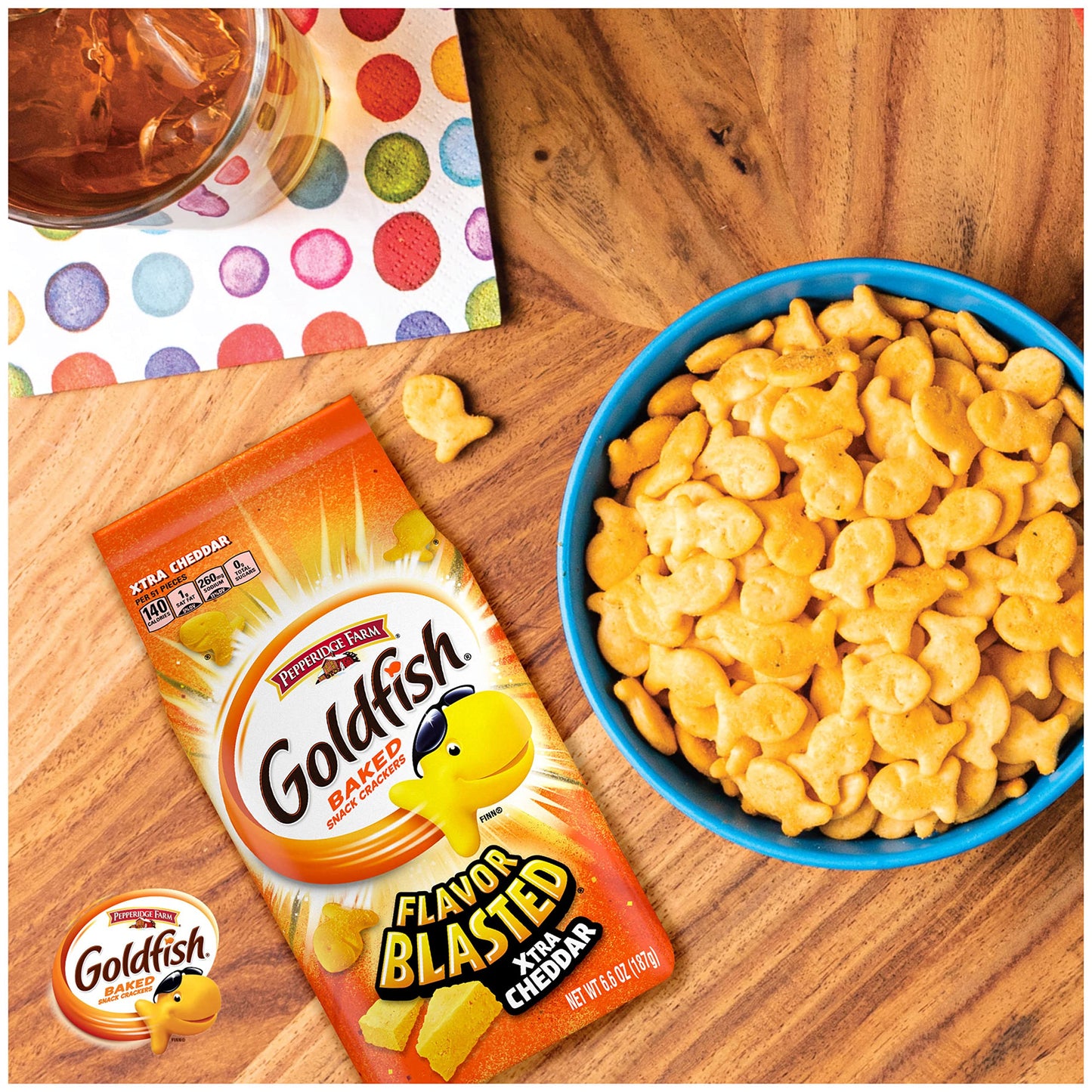 Goldfish Flavor Blasted Xtra Cheddar Cheese Crackers, Baked Snack Crackers, 6.6 Oz Bag