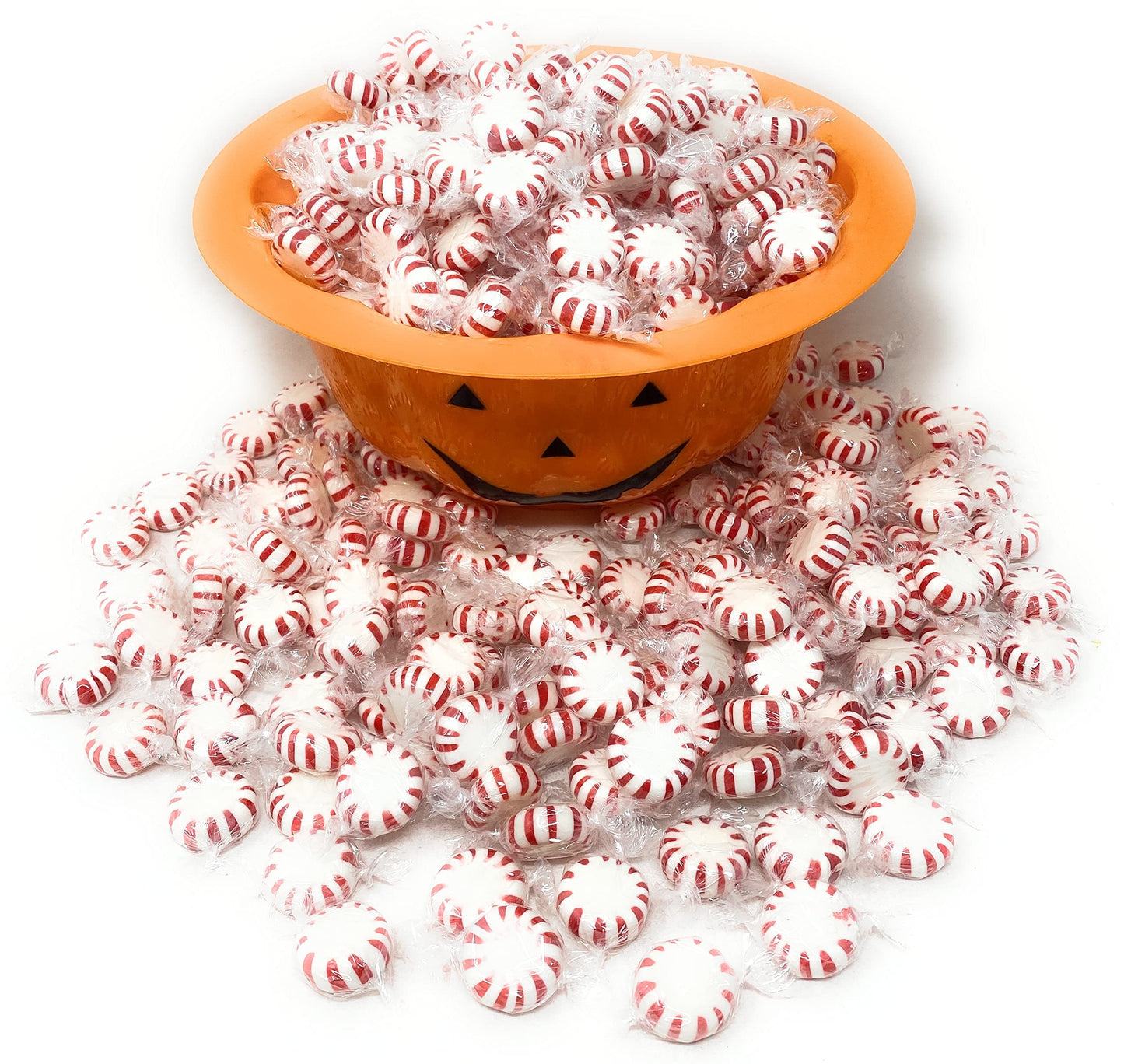 Assortit Halloween Peppermint Starlights Mints Hard Candy Discs, 6 lb Bulk, Individually Wrapped, White & Red, 450+ pcs