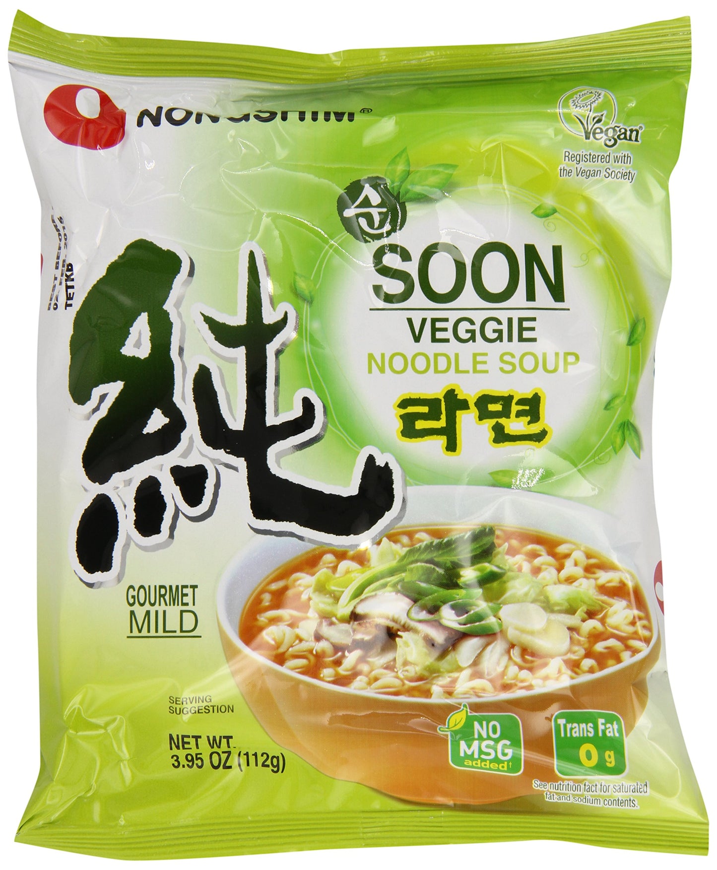 Nongshim Soon Veggie Noodle Soup, 3.95 Ounce (Pack of 20)