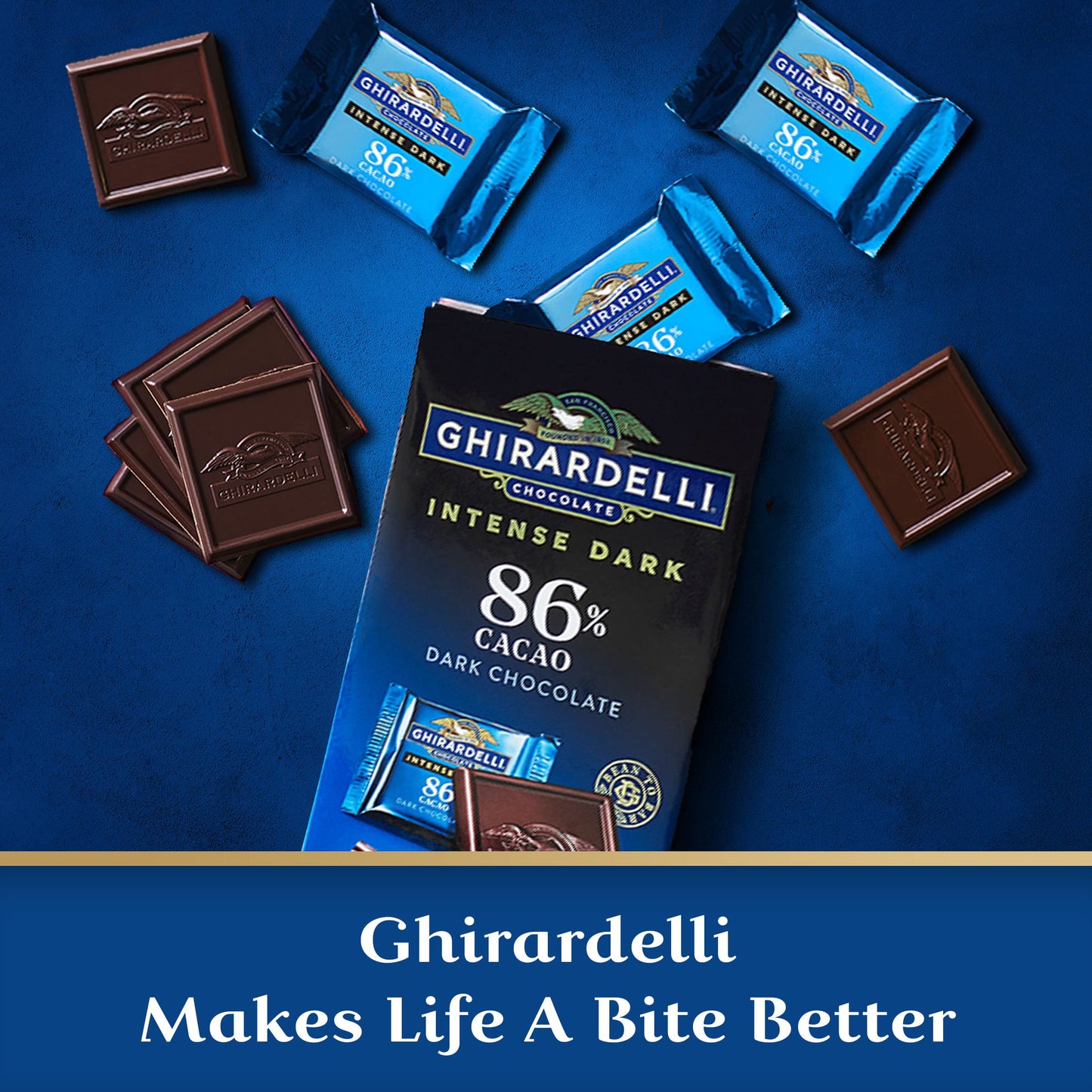 Ghirardelli Intense Dark Chocolate Squares, 86% Cacao, 4.12 Oz Bag (Pack Of 6)