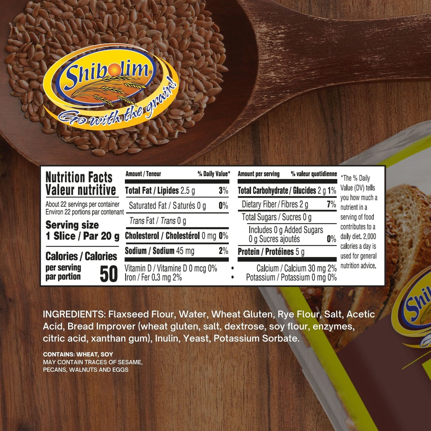 Shibolim FlaxSeed Bread 1lb (2 Pack) Low Carb, Zero Net Carbs Per Serving, Keto Friendly, Rich in Fiber & Protein, Vegan, Certif