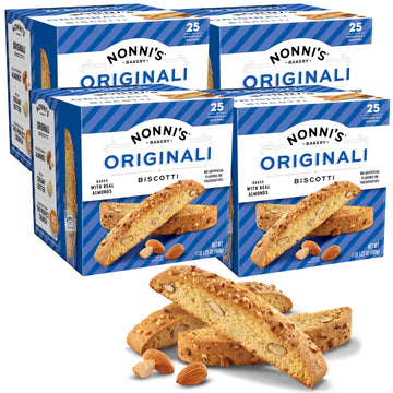 Nonnis Almond Biscotti Cookies - Individually Wrapped - 4-Pack (69 oz) - Kosher - Baked with Anise & Almonds