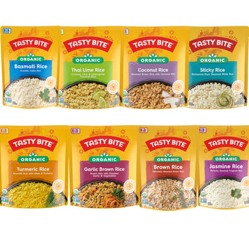 Tasty Bite Rice Variety Pack, 8 Flavors, Basmati, Jasmine, Brown, Sticky, Coconut, Turmeric, Thai Lime, Garlic