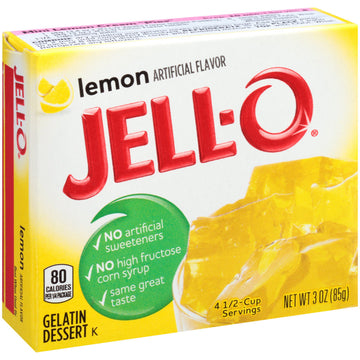 Jell-O Lemon Gelatin Mix, 3 Ounce Box, Pack of 6