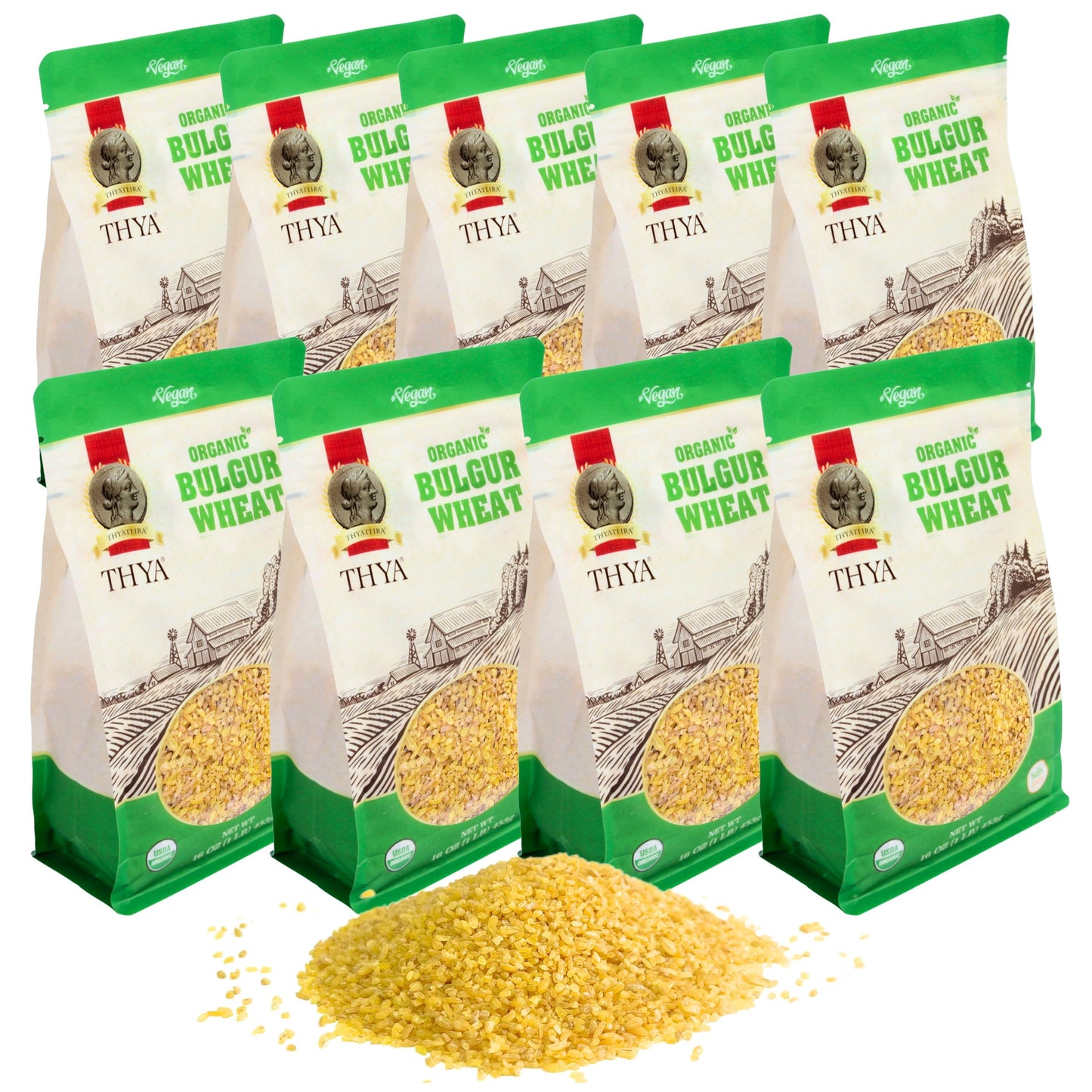 Thya Organic Bulgur Wheat, 9 Lb (9 X 1 Lb Packs)