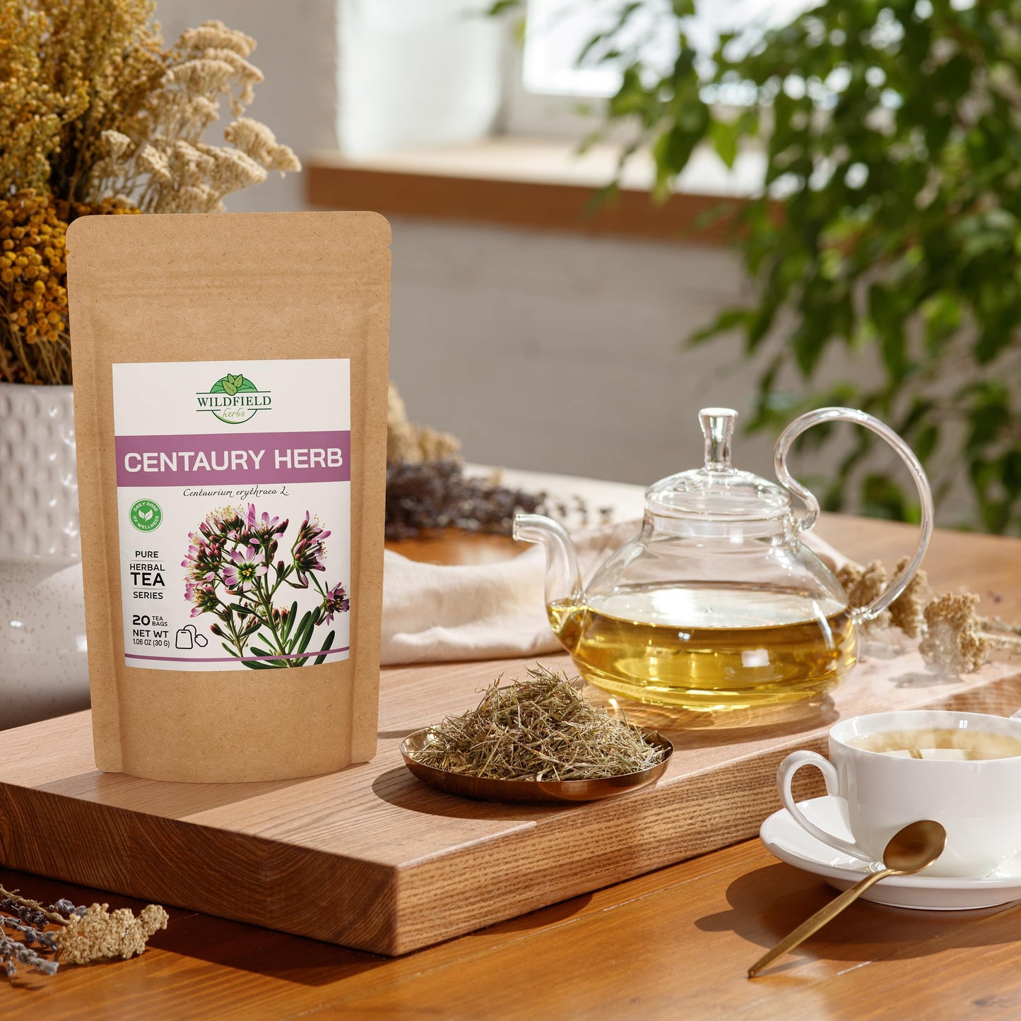 20 Bags Dried Centaury Herb Tea (Centaurii Herba) - 20 Count Centaurium Erythraea Herbal Tea