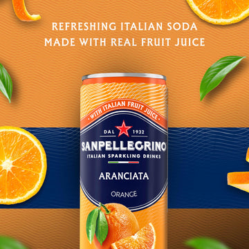 Sanpellegrino Italian Sparkling Drink Aranciata, Sparkling Orange Beverage, 24 Pack Of Cans