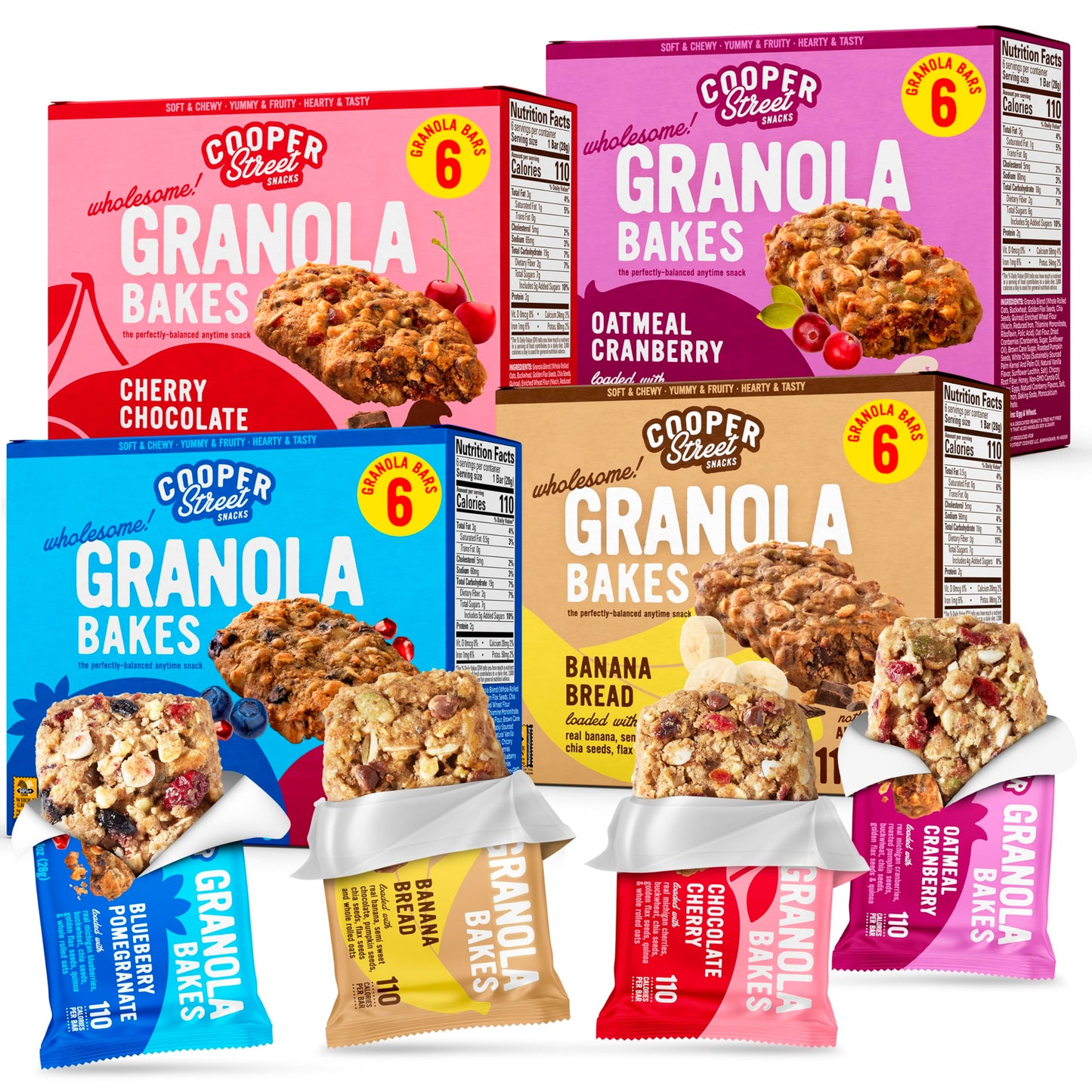 Cooper Street Granola Bakes (24 Count) - Breakfast Grain And Seeds Granola Bars Variety Pack - Nut  Dairy & Soy Free - Individually Wrapped Healthy Snacks For Kids  School  Work  Hiking & On-The-Go