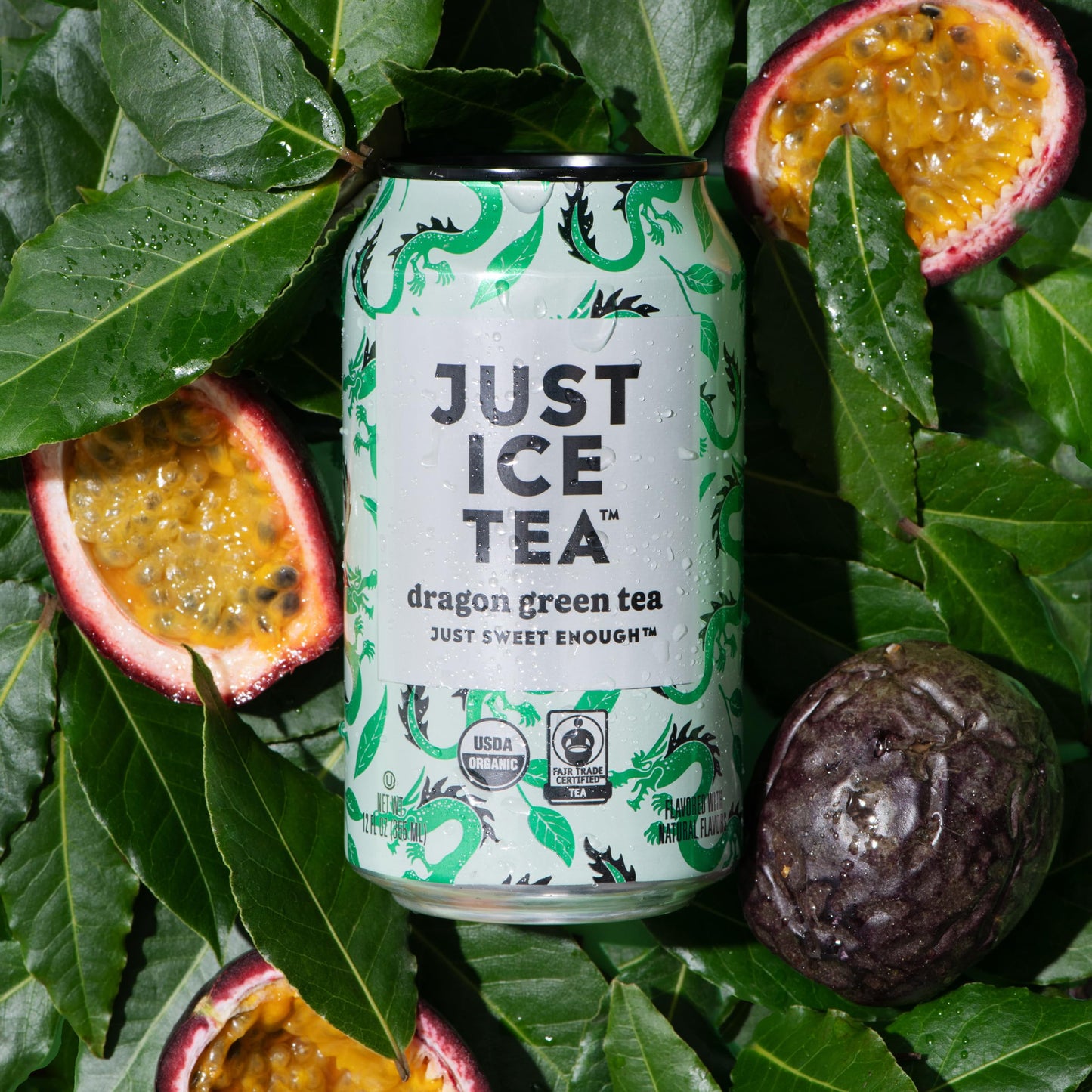 Just Ice Tea, Dragon Green Iced Tea, 12-Pack (12Oz Cans), Green Tea, Usda Certified Organic, Real Brewed, Low Calorie, No Artifi