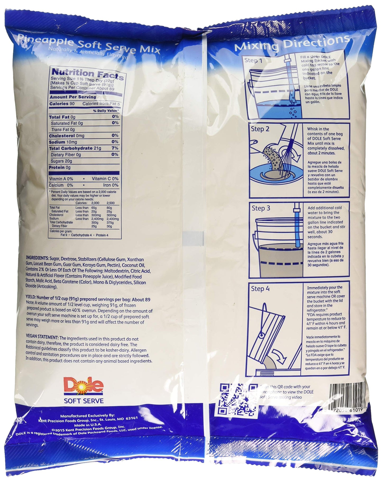 Dole Soft Serve Mix, Pineapple, 19 Pound