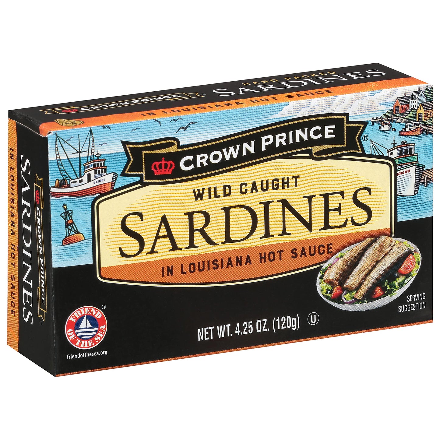 Crown Prince Sardines in Louisiana Hot Sauce, 4.25-Ounce Cans (Pack of 12)