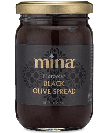 Mina Black Olive Spread, Gourmet Olive Tapenade, 7 Oz (200G) - Premium Olive Spread Made With Dry Cured Black Olives, Perfect For Appetizers, Dips, And More, Made With Moroccan Olives