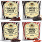 Dried Chile Pepper Variety 4-Pack - Ancho  Guajillo  Arbol & Chipotle Chiles - Whole Peppers for Authentic Mexican Cooking  Sauces  Salsas & Marinades - Bold Flavor  Hand Selected By El Molcajete