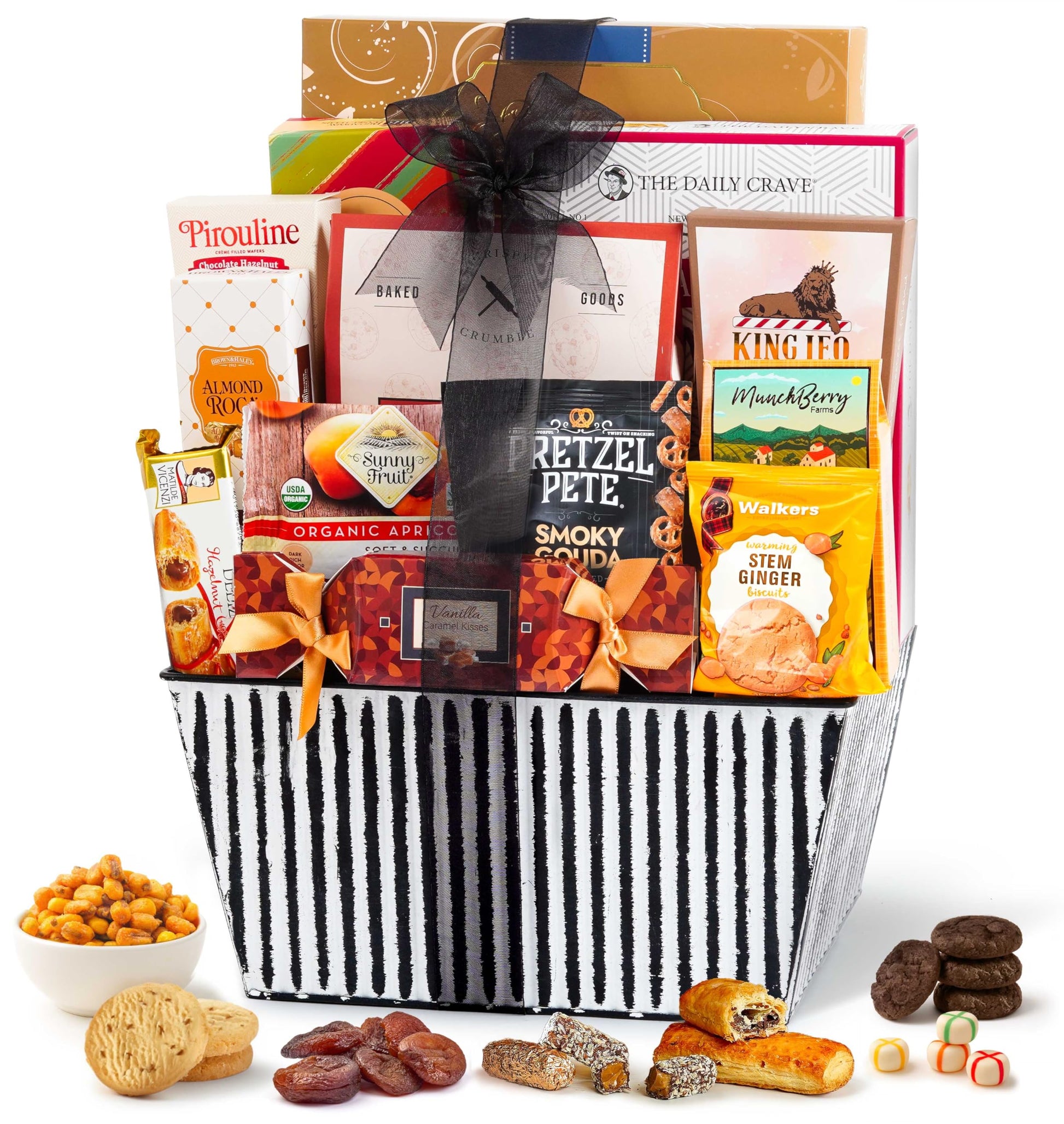 Broadway Basketeers Gourmet Sweets and Chocolate Gift Basket, 11 x 7 x 14, Perfect for Women and Families, Corporate Thank You Gift