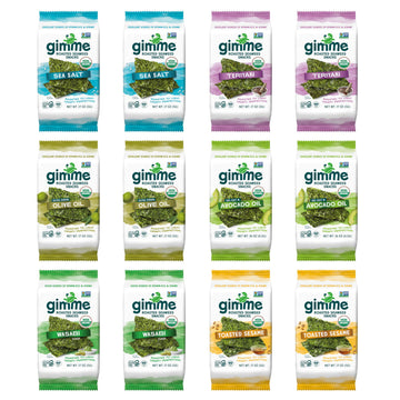 Gimme Seaweed - 6 Flavor Variety Pack - 12 Count - Organic Roasted Seaweed Sheets - Keto, Vegan, Gluten Free - Great Source Of I