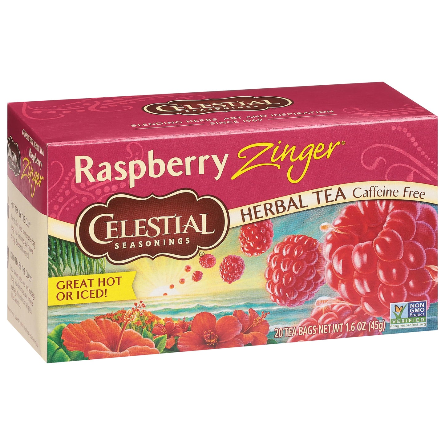 Celestial Seasonings Herbal Tea Raspberry Zinger, Caffeine Free, 20 Count, Multi Color, Model hwziv6-2392