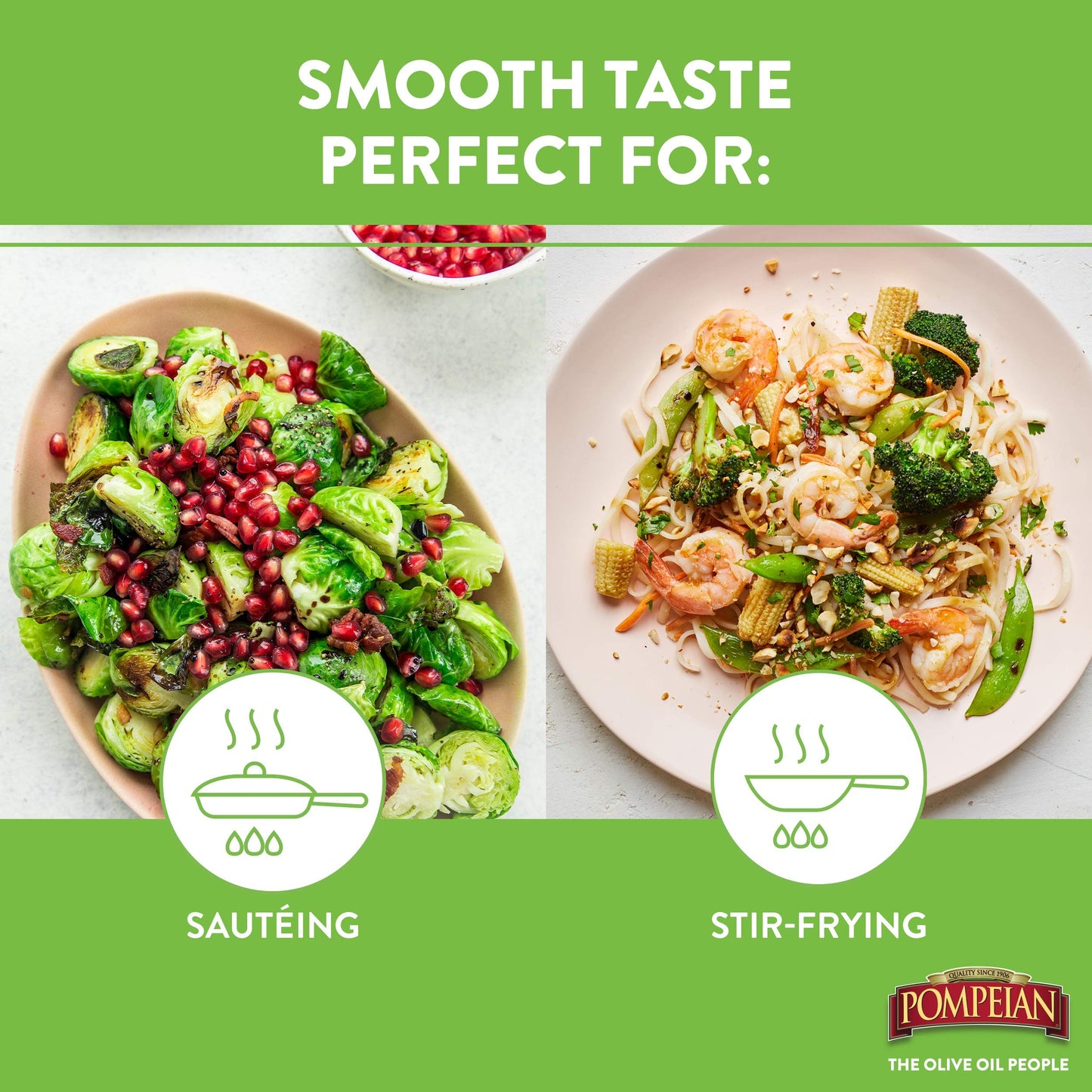 Pompeian Organic Extra Virgin Olive Oil, First Cold Pressed, Smooth Flavor, 32 FL OZ - Ideal for Sautéing & Stir-Frying