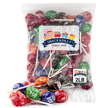 Tootsee Pops 2Lbs. (48 Pops) Assorted Flavors - Original Chocolate, Cherry, Orange, Grape And Raspberry. - By Snackadilly
