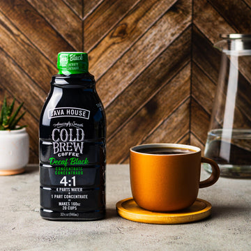 Java House Cold Brew Coffee, Decaf Colombian 4:1 Liquid Concentrate, 32 Ounce Bottle