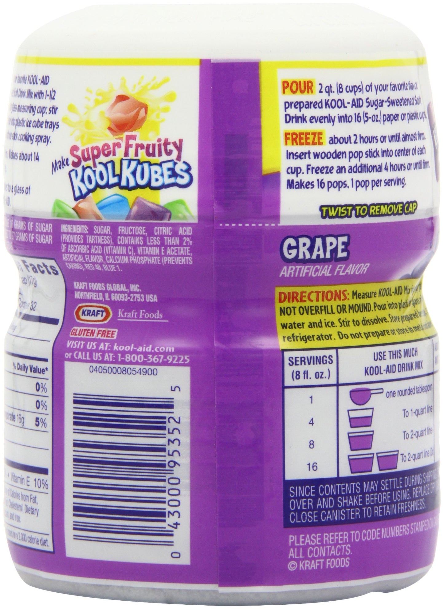 Kool-Aid Drink Mix, Sugar Sweetened Grape, 19-Ounce Container (Pack of 4)