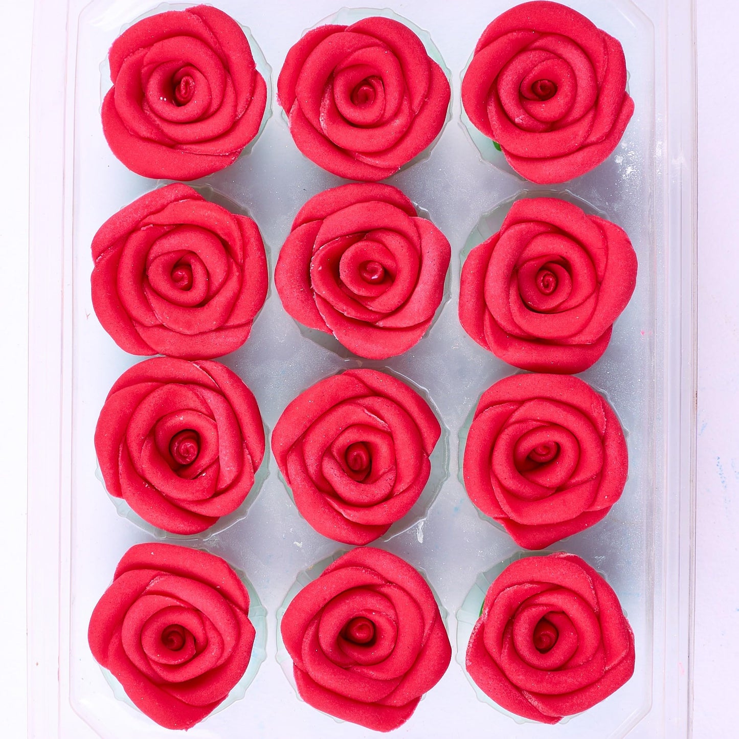 Confect Edible Crimson Pink Roses - 12-Pack Edible Roses For Cake Decoration - Bold Floral Toppers For Desserts- Vegan, Gluten-F
