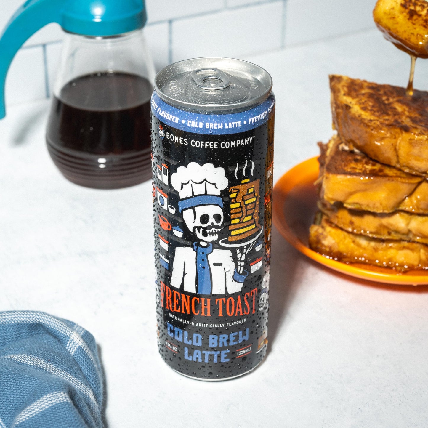 Bones Coffee Company French Toast Flavored Cold Brew Latte, Medium Roast Iced Coffee In Can,Ready To Drink, 11 Fl Oz (12 Pack)