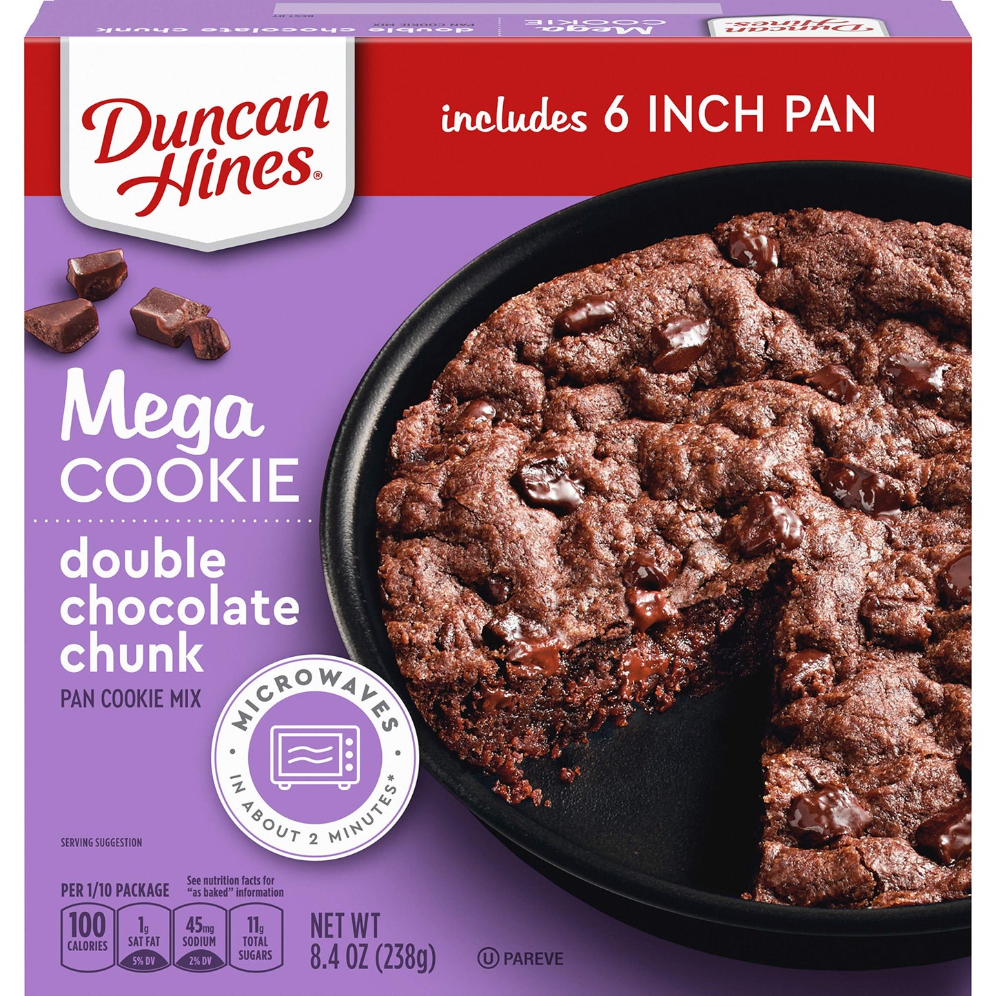 Duncan Hines Mega Cookie Double Chocolate Chunk Pan Cookie Mix, 8.4 Oz